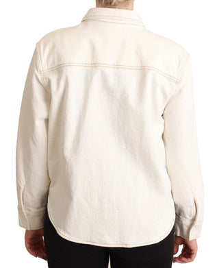 Elegant White Long Sleeve Collared Polo Top