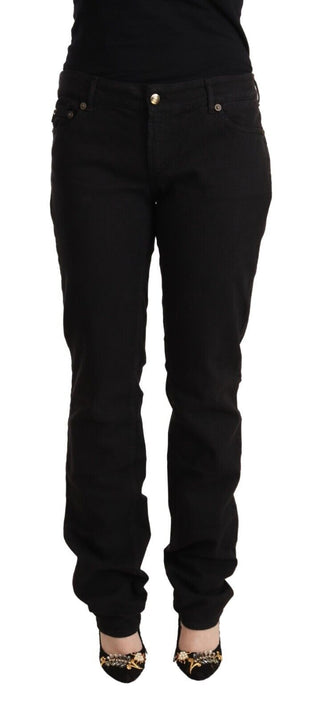 Sleek Mid-waist Slim Fit Black Jeans