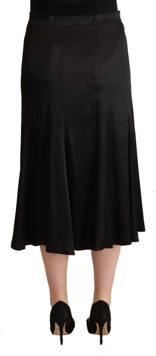 Elegant High Waist Midi Black Skirt