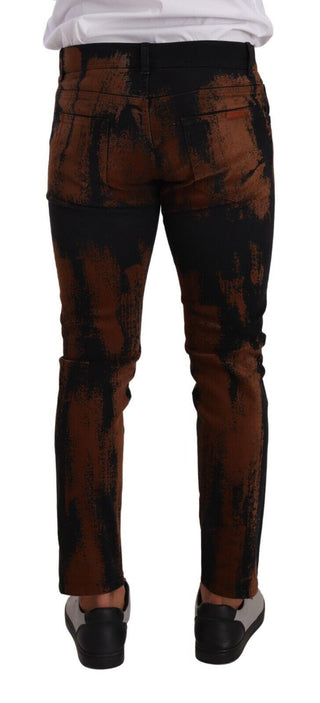 Chic Black Brown Tie-dye Slim Fit Jeans