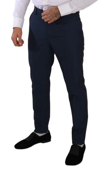 Elegant Slim Fit Dress Pants In Dark Blue