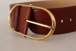 Elegant Maroon Leather Belt With Gold Accents