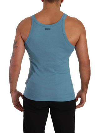 Elegant Blue Round Neck Tank Top