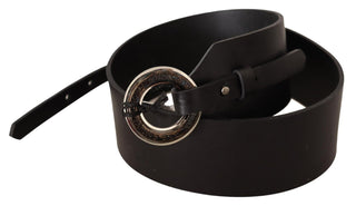 Chic Leather Fashion Belt With Silver-tone Buckle