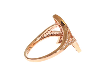 Pink Gold Plated Silver Cz Crystal Ring