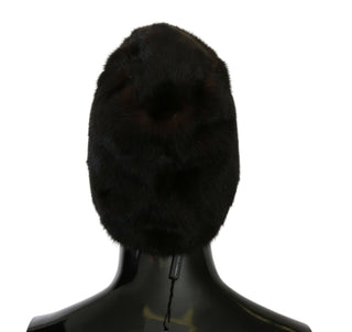 Black Silk Mink Fur Women Beanie Hat