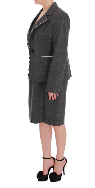 Elegant Checkered Cotton-blend Suit Set