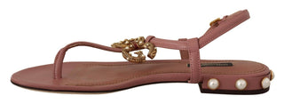 Elegant Pink Leather Ankle Strap Sandals