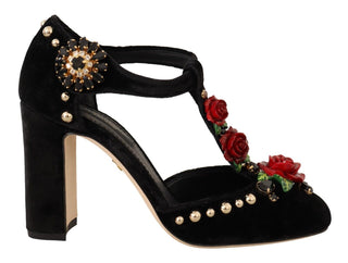 Elegant Velvet T-strap Mary Jane Pumps