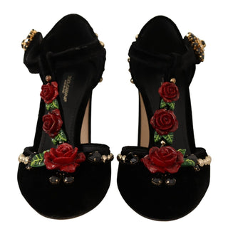 Elegant Velvet T-strap Mary Jane Pumps