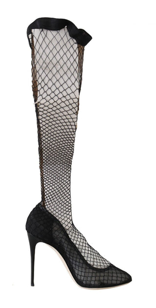 Elegant Netted Sock Pumps In Timeless Black