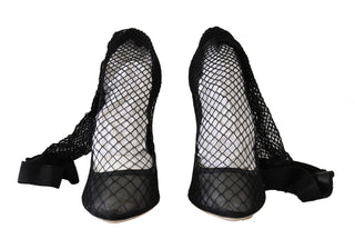 Elegant Netted Sock Pumps In Timeless Black