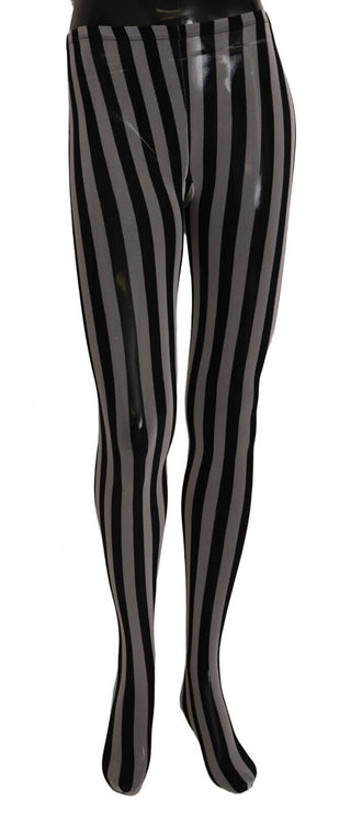 Black And White Striped Luxury Tights