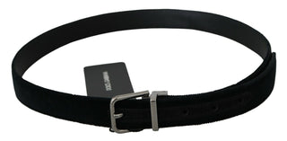 Elegant Black Leather Belt With Velvet Interior