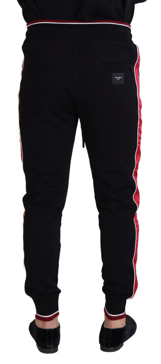 Chic Black Jogging Sweatpants with Red Detail