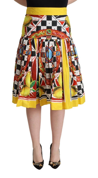 Vibrant Carretto Pleated A-line Midi Skirt