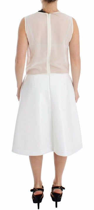 Elegant White Silk-wool Blend Tank Dress