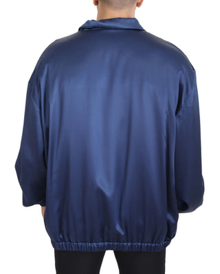 Regal Blue Silk Bomber Jacket