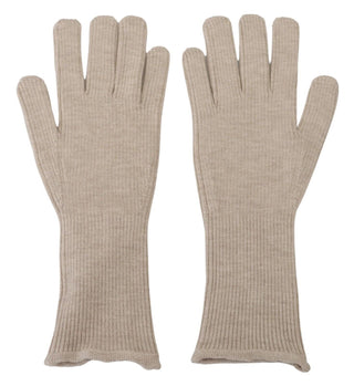 Elegant Ivory Cashmere-silk Blend Gloves