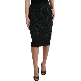 Black Crystal-embellished Runway Skirt