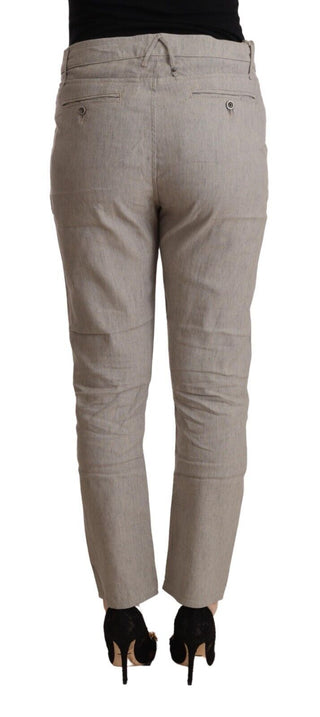 Elegant Light Grey Tapered Linen Pants