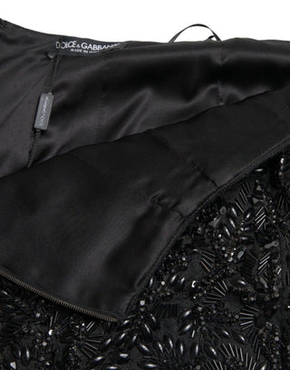 Black Crystal-embellished Runway Skirt