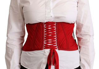 Elegant Red Silk Corset Belt Top