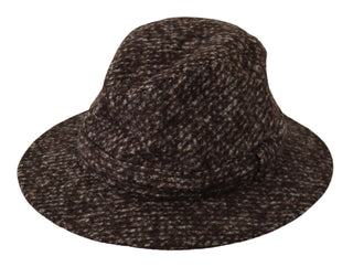 Elegant Gray Tweed Wide Brim Hat