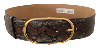 Elegant Brown Leather Belt With Gold Buckle