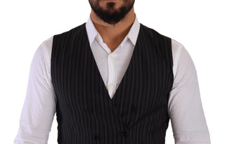 Elegant Striped Double-breasted Dress Vest