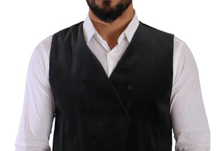 Elegant Grey Double-breasted Dress Vest