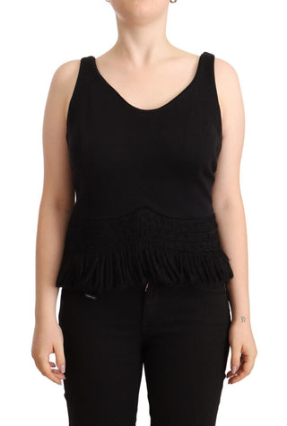 Chic Sleeveless Designer Tank Top In Black