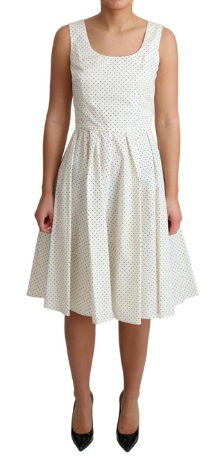 Elegant Sleeveless A-line Polka Dotted Dress