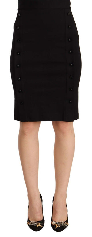 Chic High-waisted Pencil Skirt In Black