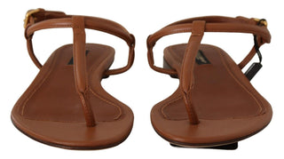 Elegant Leather T-strap Flat Sandals