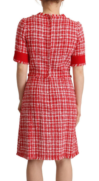 Chic Checkered Sheath Knee-length Dress
