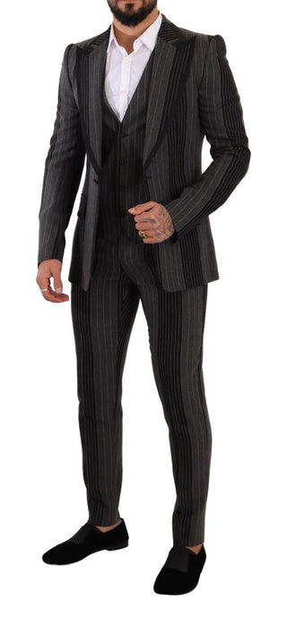 Elegant Striped Three-piece Suit