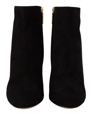 Elegant Suede Ankle Boots With Crystal Embellishment