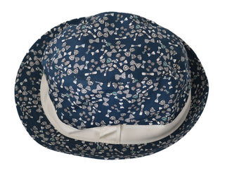Elegant Bow Print Fedora Hat In Blue & White