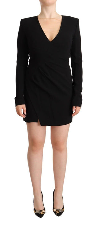 Elegant Black V-neck Mini Dress