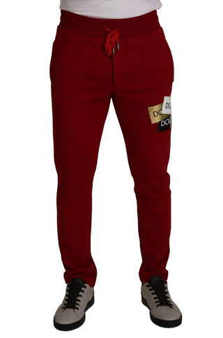 Elegant Red Jogging Pants With Drawstring Closure