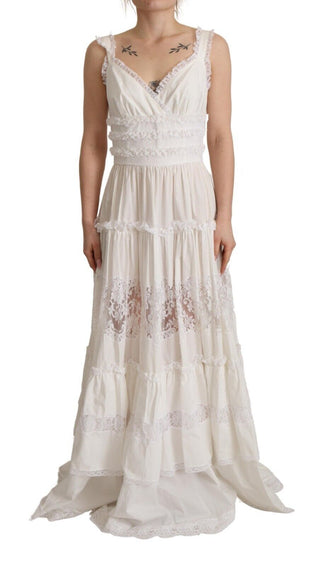 Elegant White A-line Tiered Maxi Dress