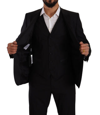 Elegant Black Three-piece Martini Fit Suit