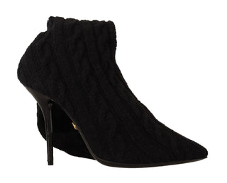 Elegant Stretch Sock Boots In Black