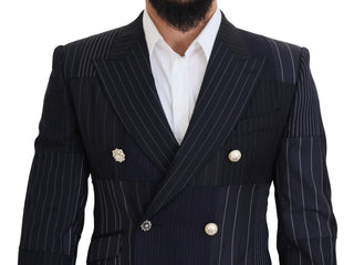 Elegant Navy Slim-fit Double Breasted Blazer