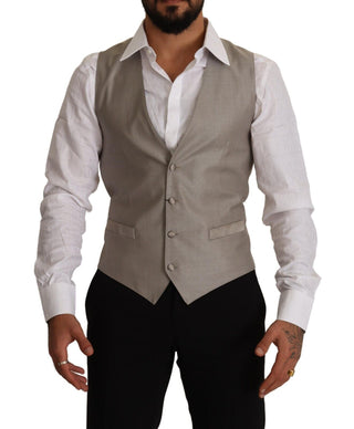 Elegant Single Breasted Dress Vest In Beige