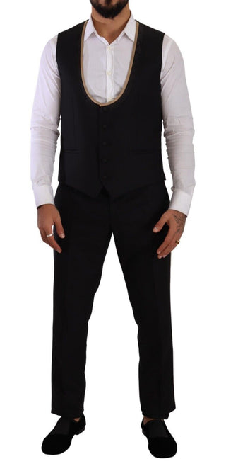 Elegant Black Silk Blend 3-piece Suit