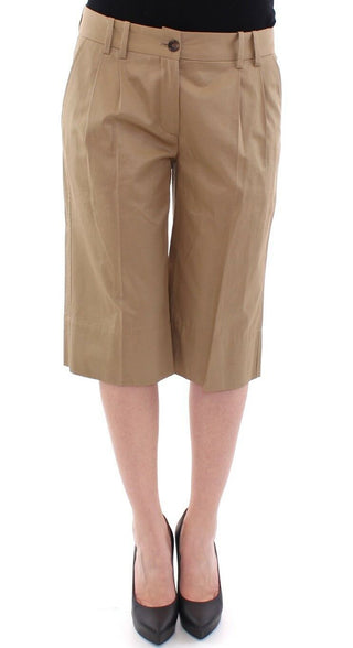 Elegant Beige Cotton Shorts For Women