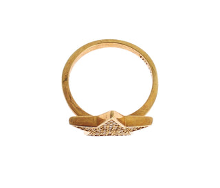 Elegant Gold-plated Sterling Silver Ring With Cz Crystals