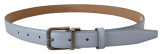 Sleek Light Blue Leather Belt